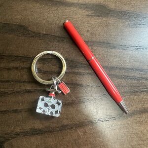 Coach Acrylic Perfume Bottle Mini Keychain & Red Coach Pen